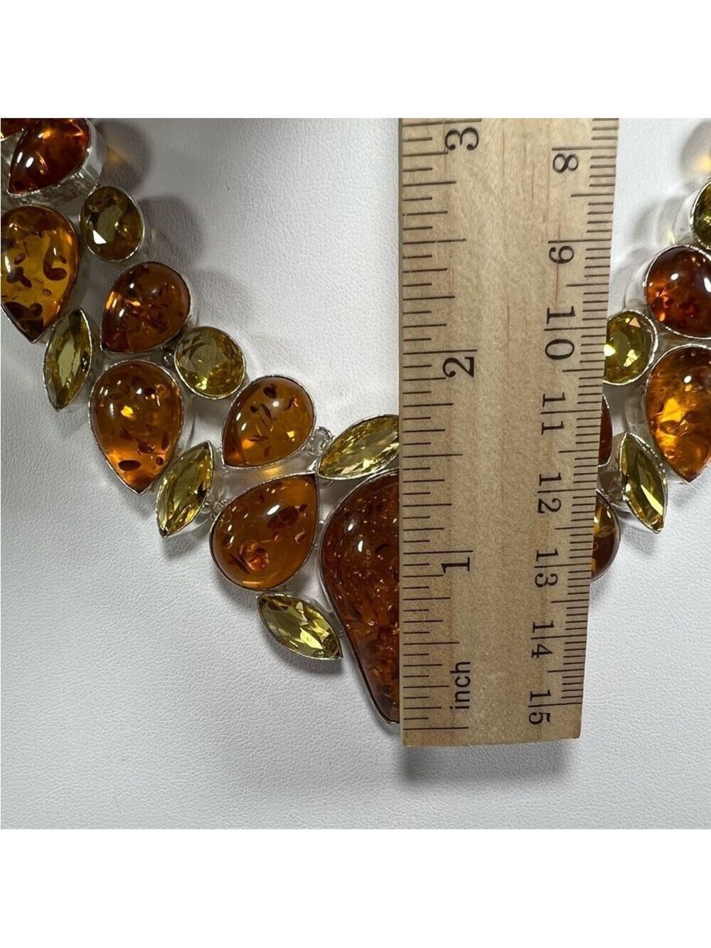 Amber & Citrine 925 Large synthetic stones Necklace Bracelet & ONE Earring ONLY - Picture 12 of 17